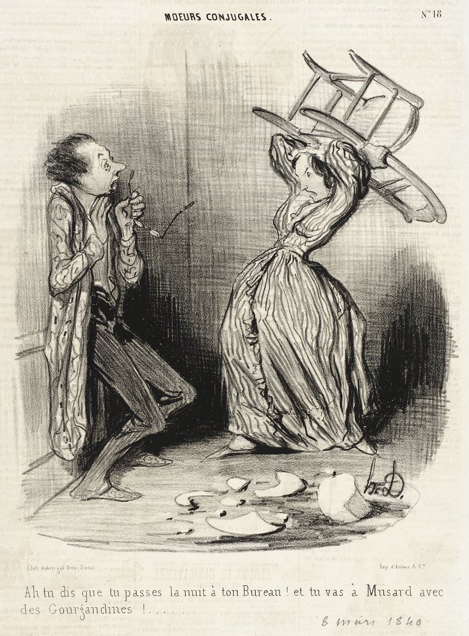 Ah, estás a dizer que vais passar a noite no teu escritório!... de Honoré Daumier