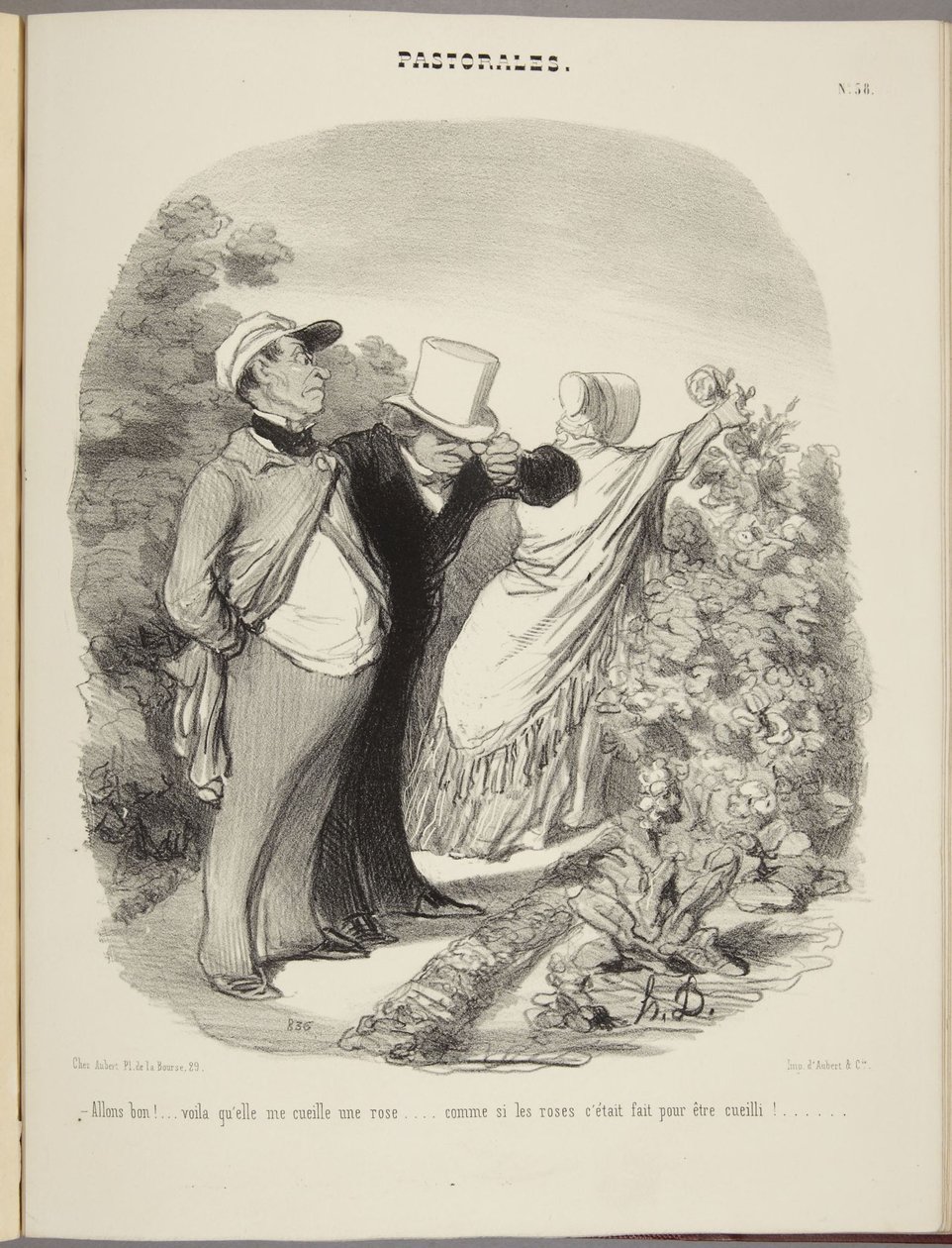 Ora essa!... lá está ela a colher-me uma rosa... como se as rosas fossem feitas para serem colhidas!... de Honoré Daumier