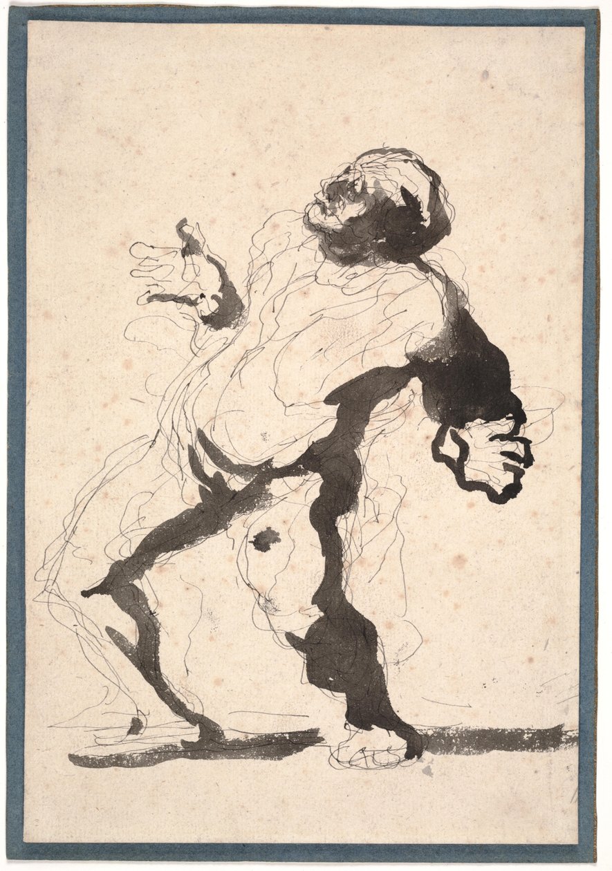 Um ator (caneta e tinta e lavar no papel) de Honoré Daumier