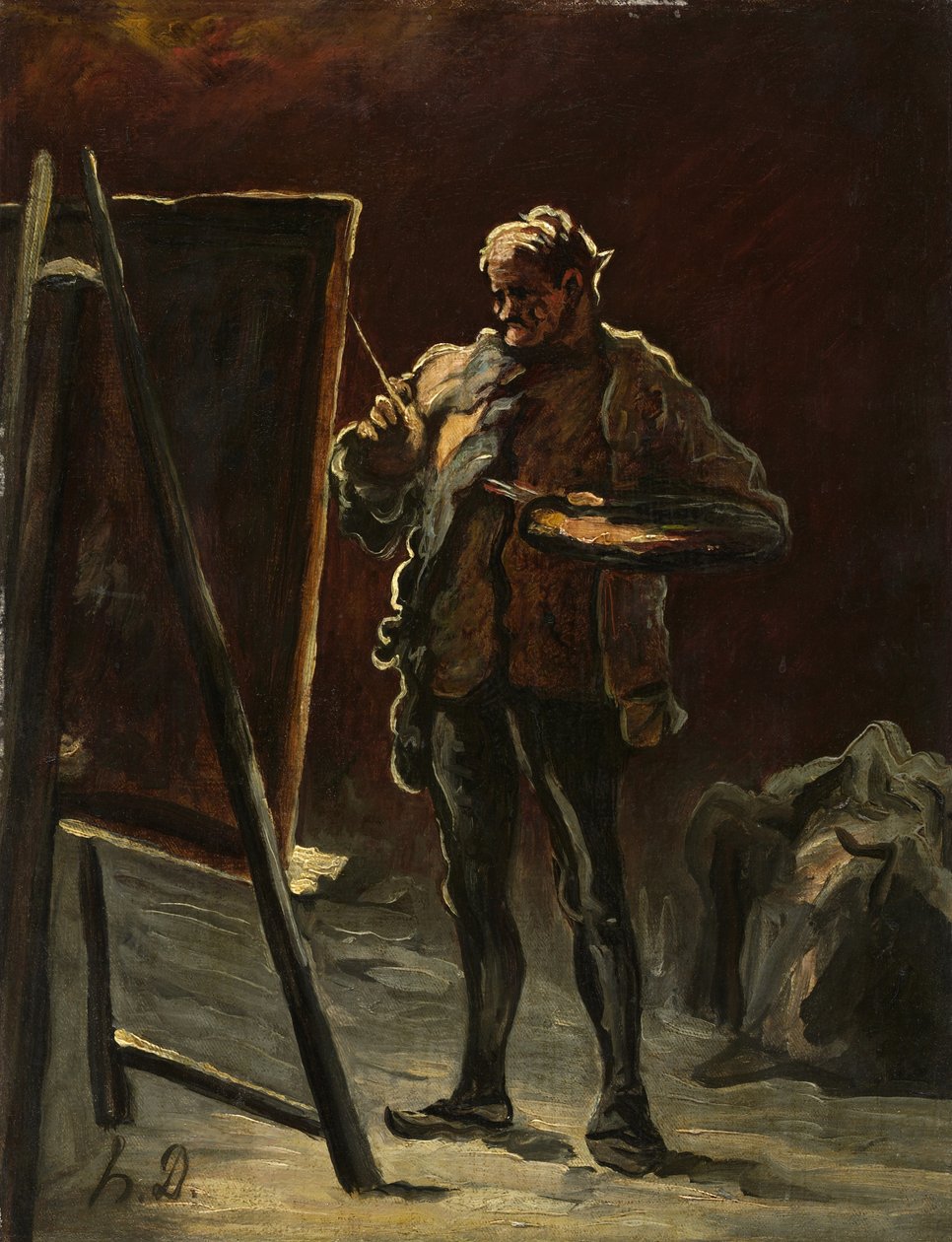 An Artist, c.1870–-75 (óleo sobre tela, montado no painel) de Honoré Daumier