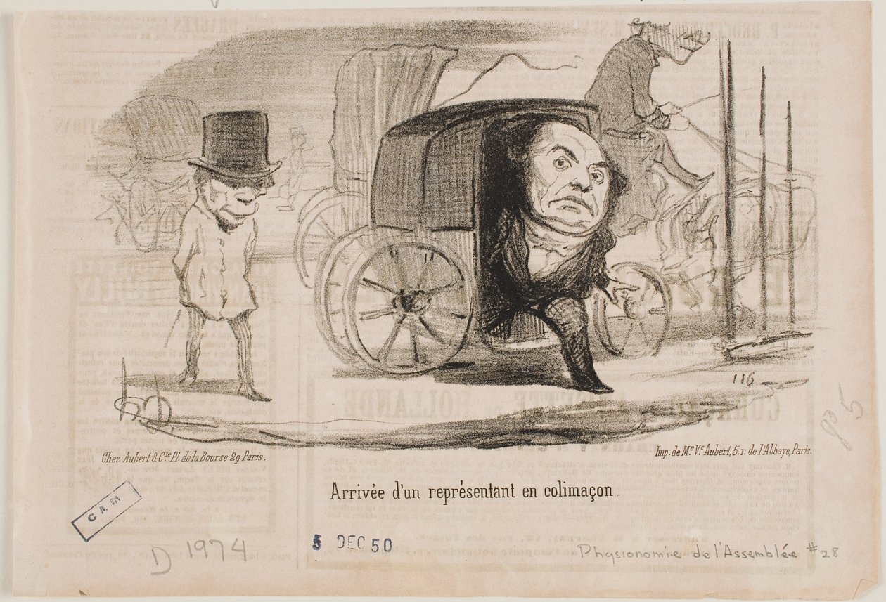 Chegada de um deputado numa carruagem, chamada caracol de Honoré Daumier