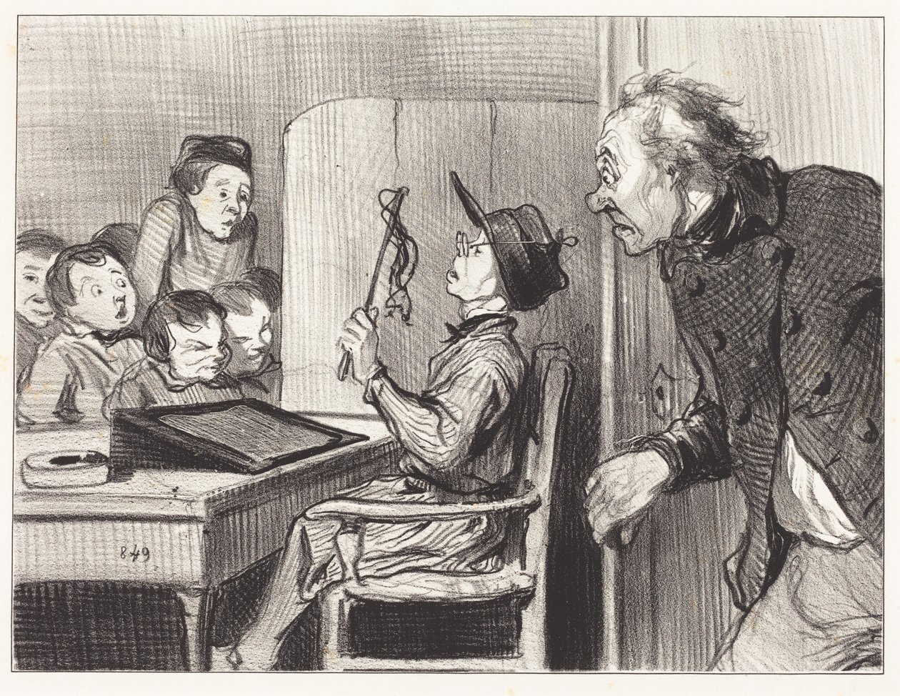 Espera... vou dar-te... coisa de mestre-escola de Honoré Daumier