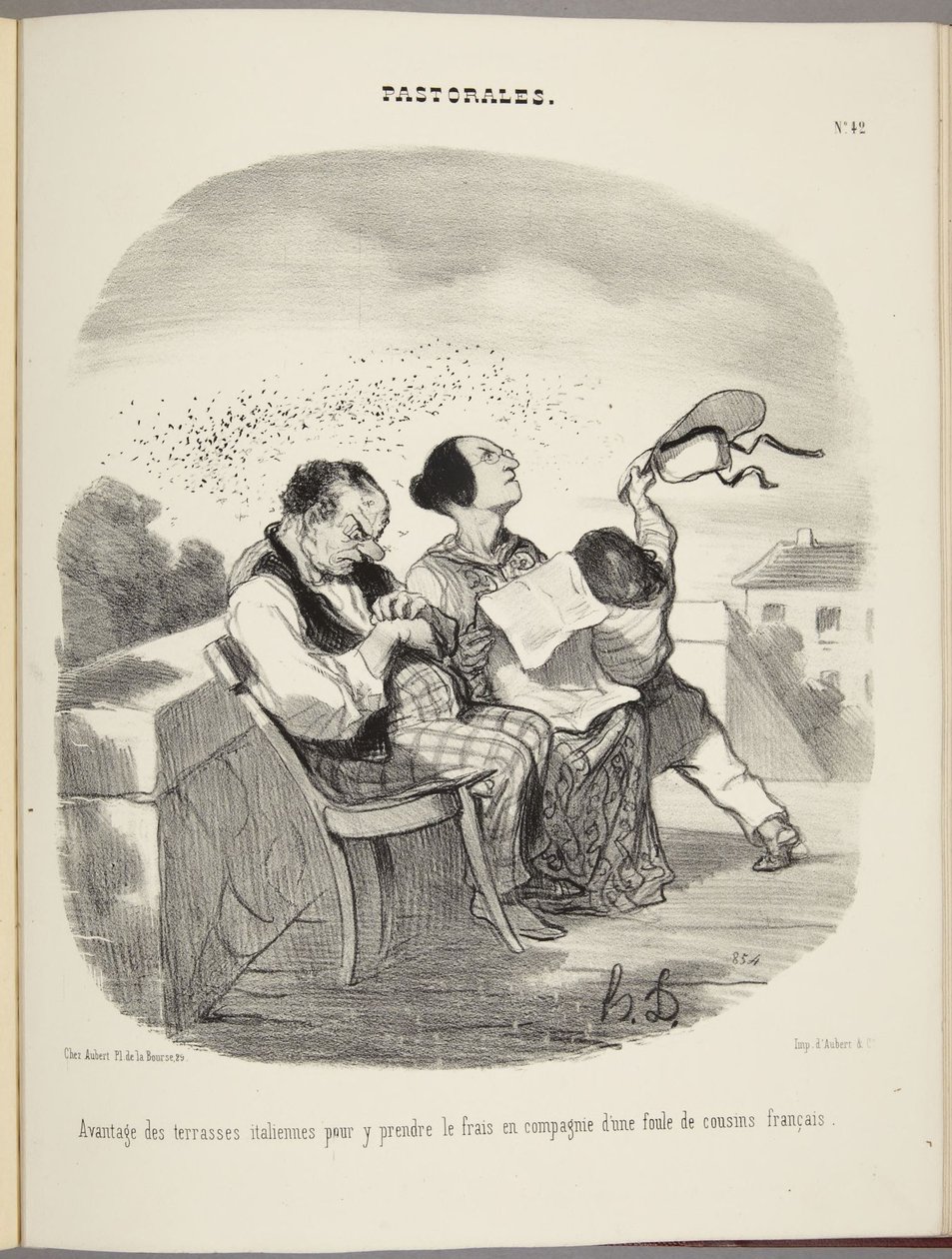 Vantagem dos terraços italianos para aí refrescar em companhia de uma multidão de primos franceses de Honoré Daumier