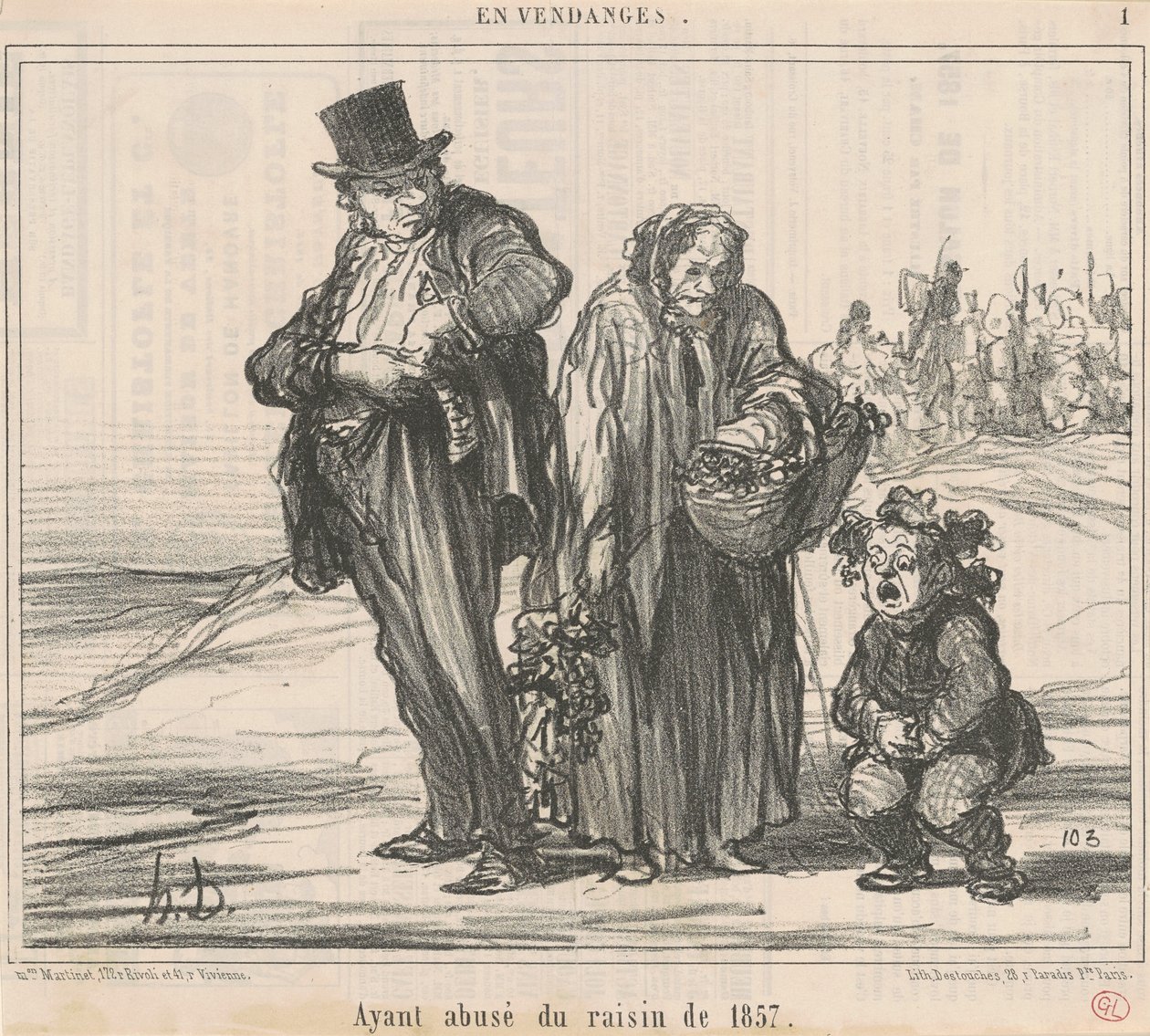 Tendo abusado da uva de 1857 de Honoré Daumier