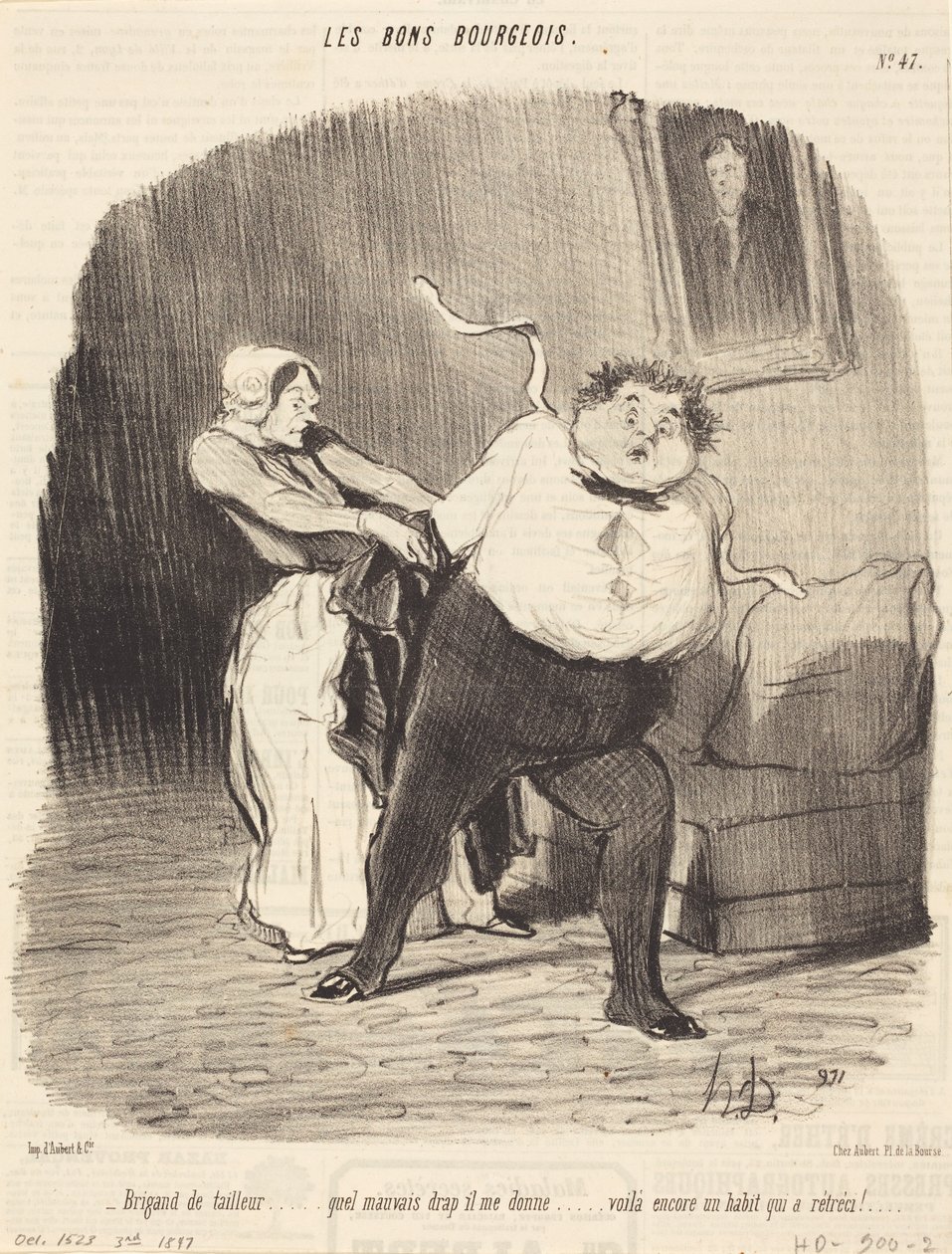 Bandido alfaiate... mais uma peça de roupa... encolhida! de Honoré Daumier