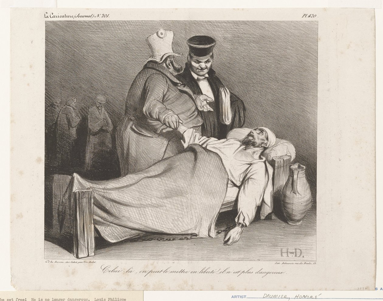 Este aqui, podemos libertá-lo! Já não é perigoso. (de La Caricature) de Honoré Daumier