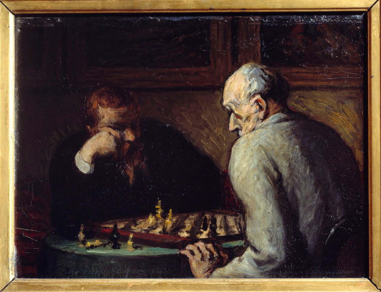 Jogadores de Xadrez por Honore Daumier (1808-1879) Século XIX de Honoré Daumier