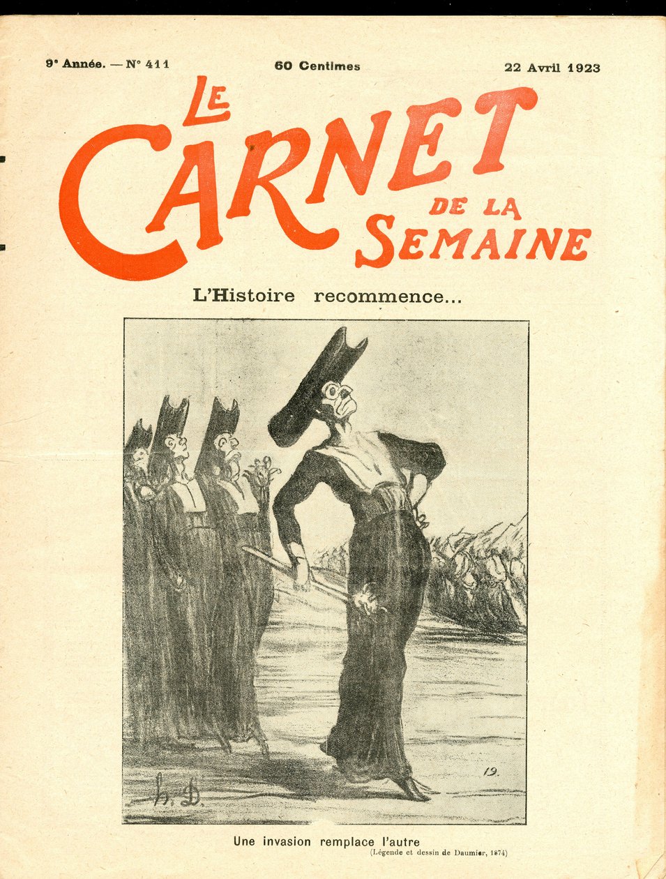 Capa do "Le Carnet de la semaine", Satirical em P&B de Honoré Daumier