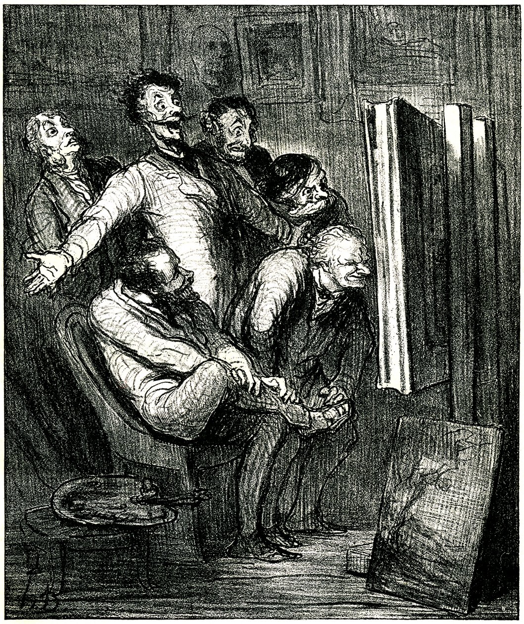 Críticos em frente a um quadro de Honore Daumier