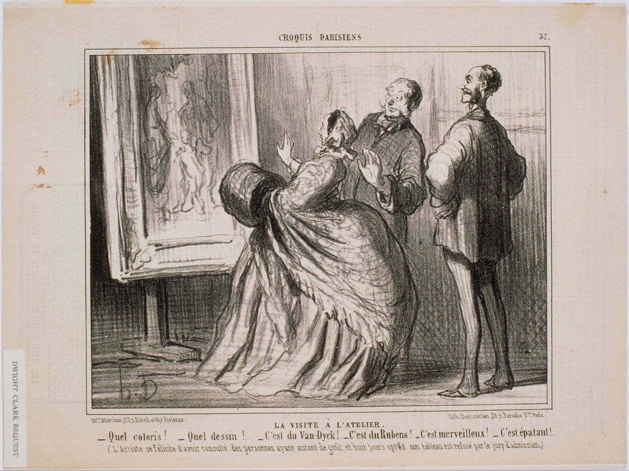 Esboços parisienses: A visita ao atelier: Que cores! Que desenho! É típico de Van Dyck de Honoré Daumier