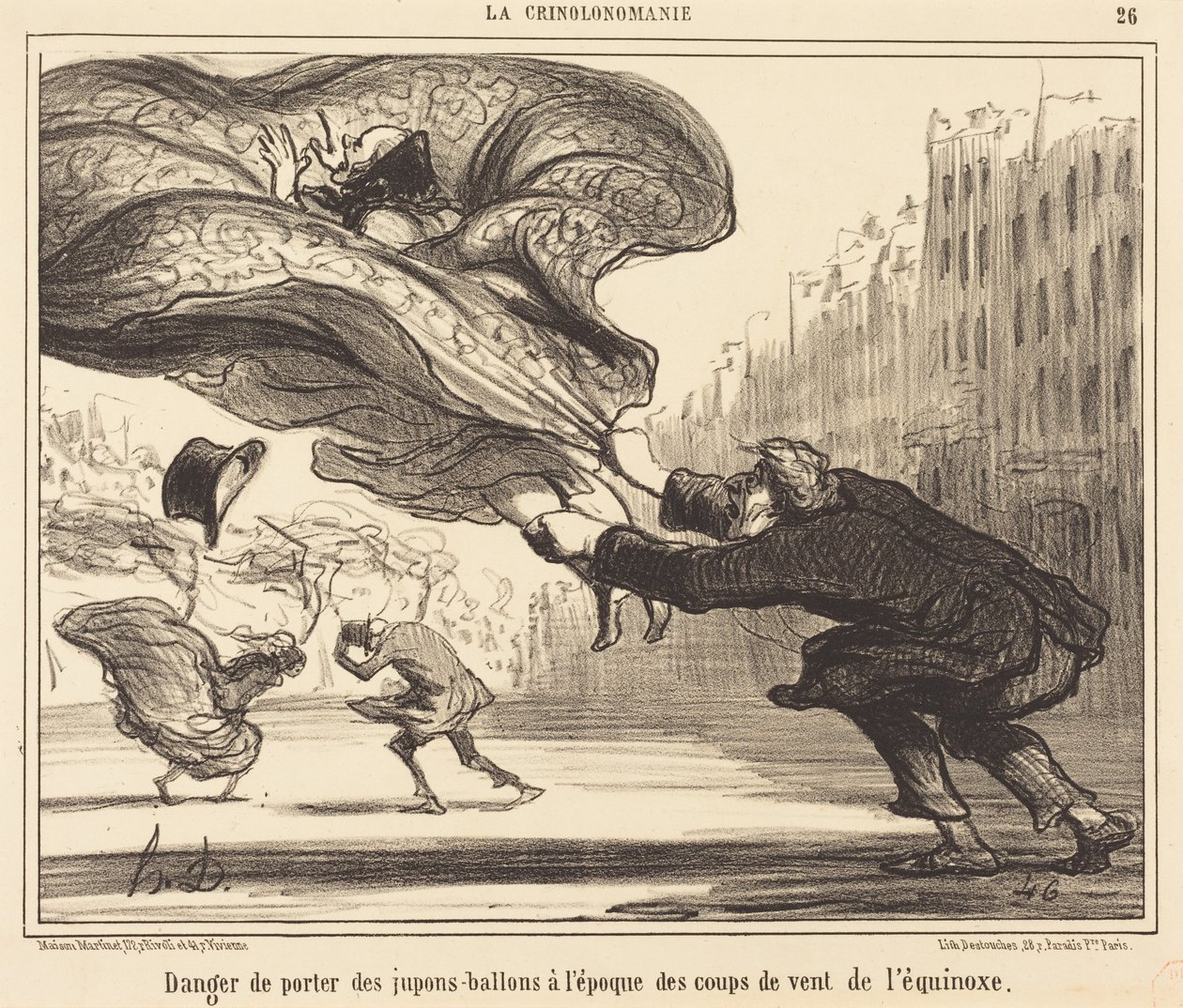 Perigo de usar saias-balão... de Honoré Daumier