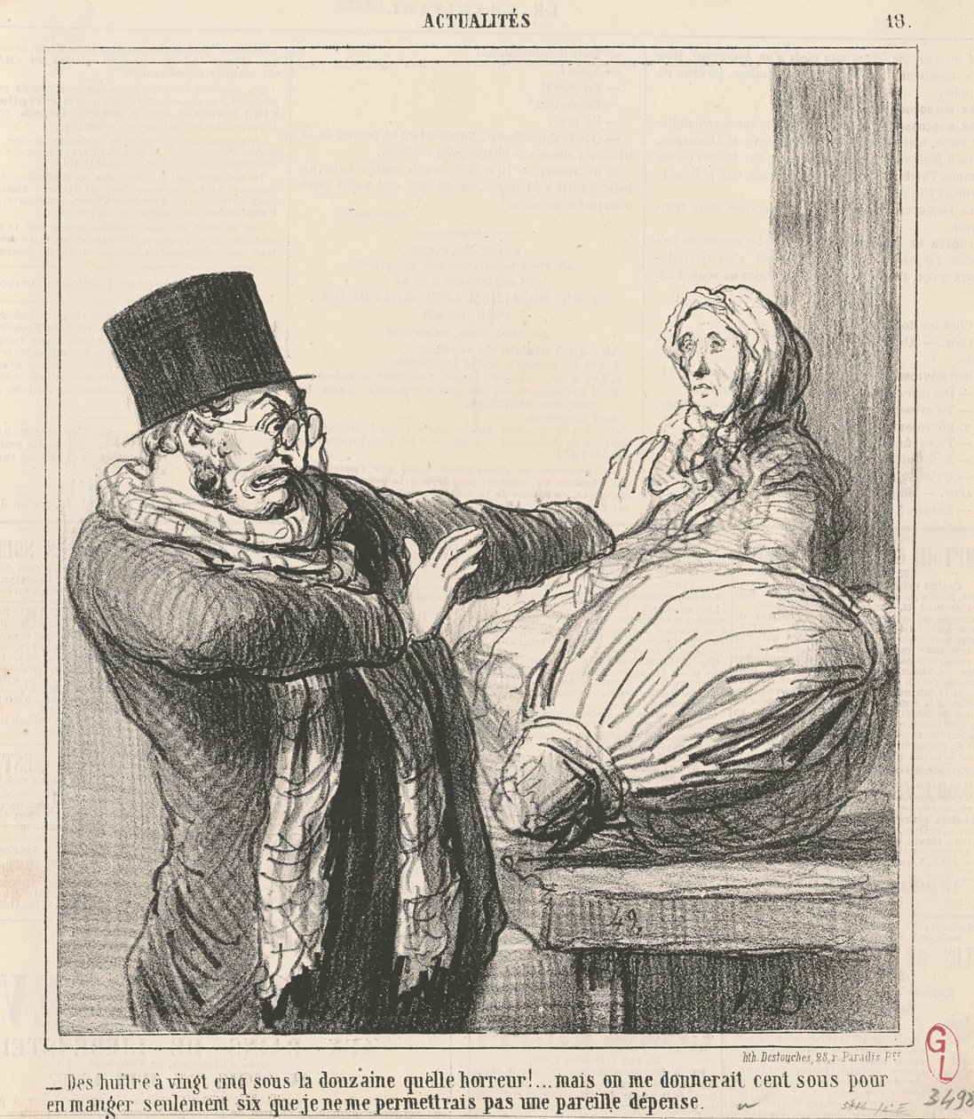 Ostras a vinte e cinco sous a dúzia ...! de Honoré Daumier