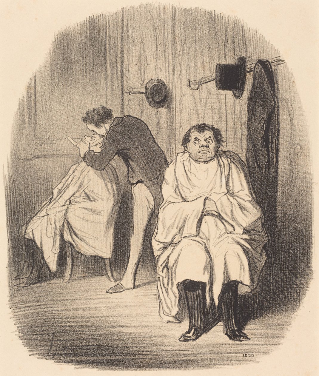 Diabo! ... Parece que a navalha não é grande coisa ... de Honoré Daumier