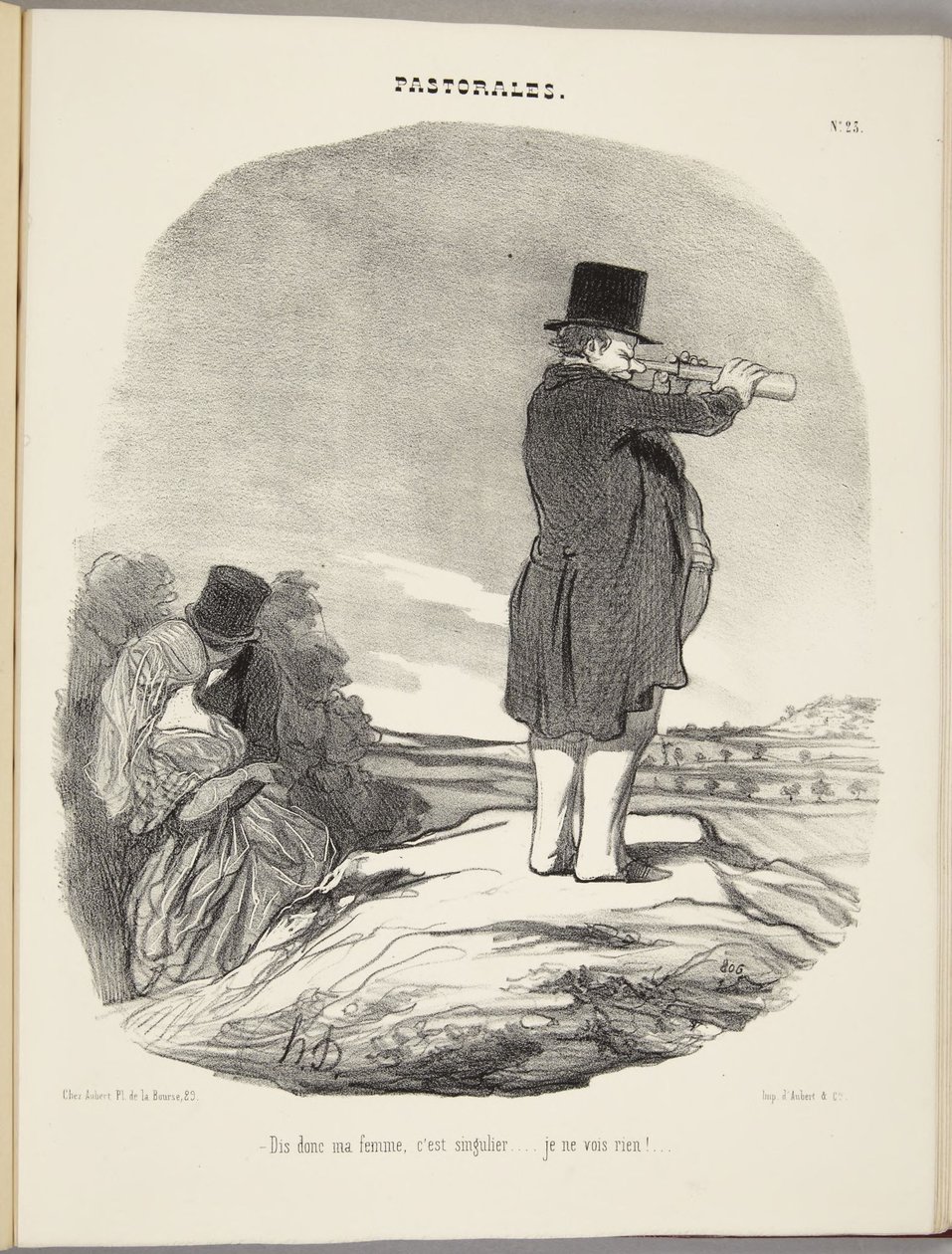 Olha, minha mulher, isto é estranho... não vejo nada!... de Honoré Daumier