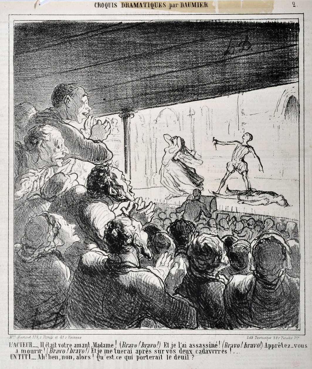 Esboço dramático: "Ele era o seu amante, Madame..." Gravura de Honore Daumier (1808-1879) em "Le Charivari". Palais Longchamp, Musee des Beaux Arts de Marseille. de Honoré Daumier