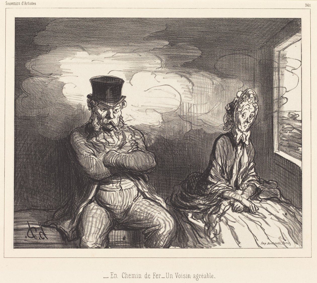 En Chemin de fer... un voisin agréable (Na Ferrovia... um vizinho agradável) de Honoré Daumier