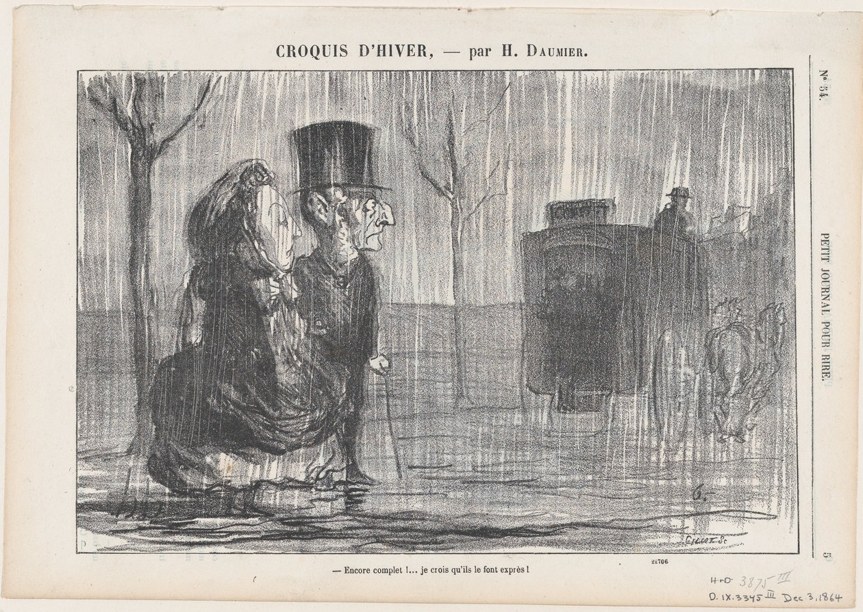 Outra vez cheio... Acho que fazem isto de propósito!, de «Esboços de inverno» de Honoré Daumier