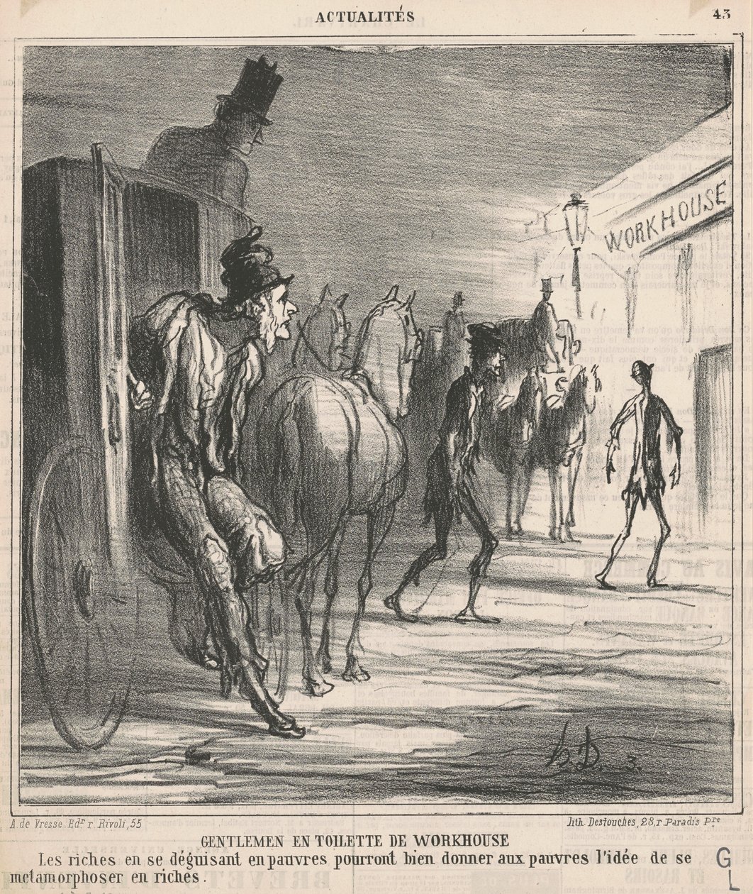 Cavalheiros em traje de casa de trabalho de Honoré Daumier