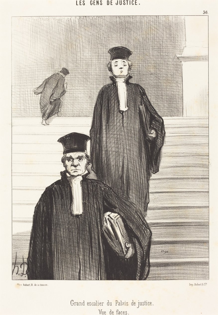 Grande escadaria do Palácio da Justiça. Vista frontal de Honoré Daumier