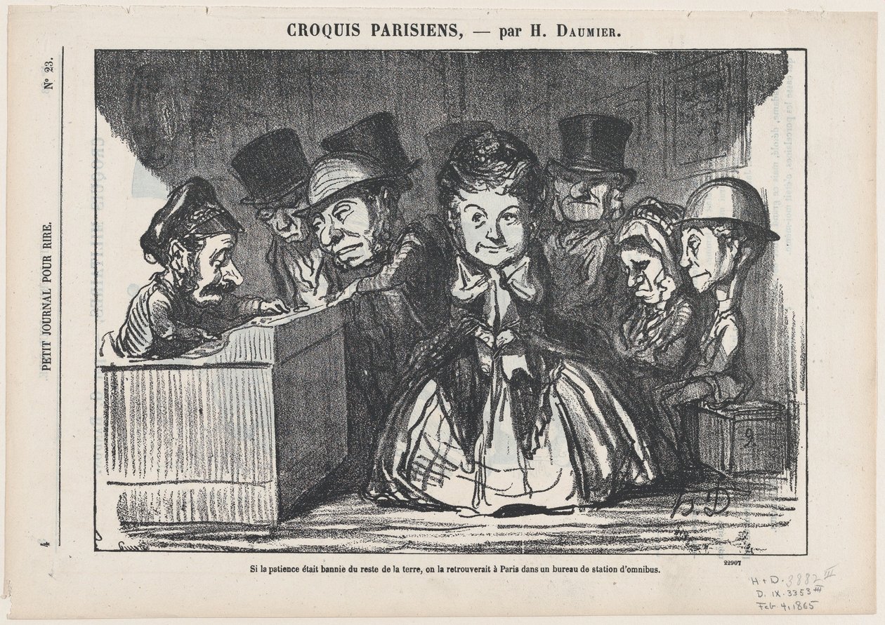 Se a paciência tivesse desaparecido de todo o mundo, encontrá-la-íamos certamente numa paragem de autocarro em Paris, de «Esboços parisienses» de Honoré Daumier