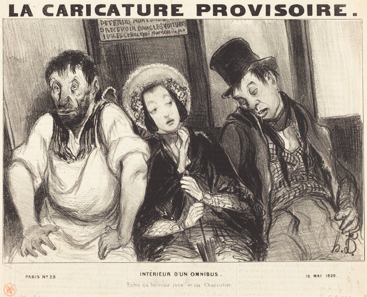 Interior de um ómnibus de Honoré Daumier