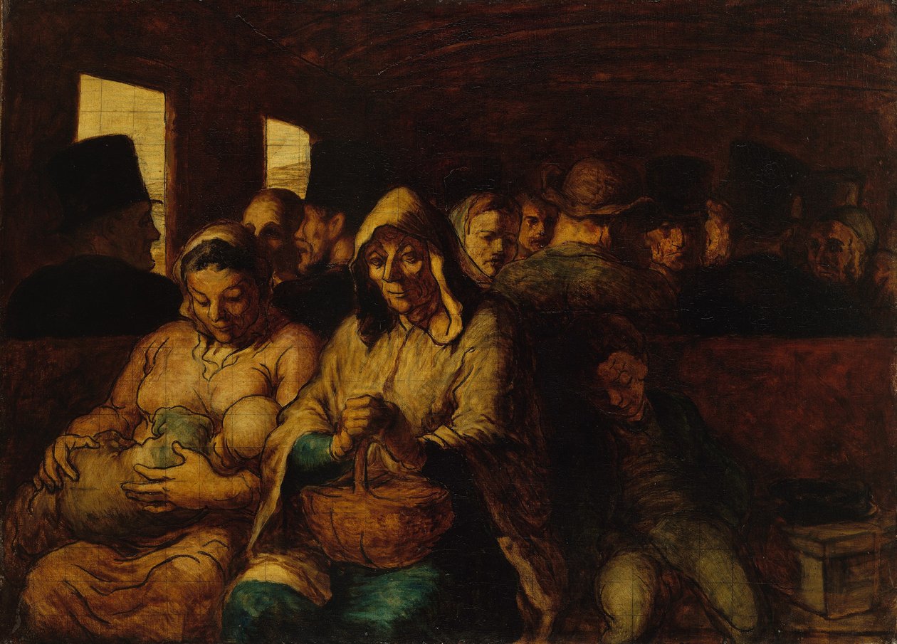 Interior do vagão de terceira classe de Honoré Daumier