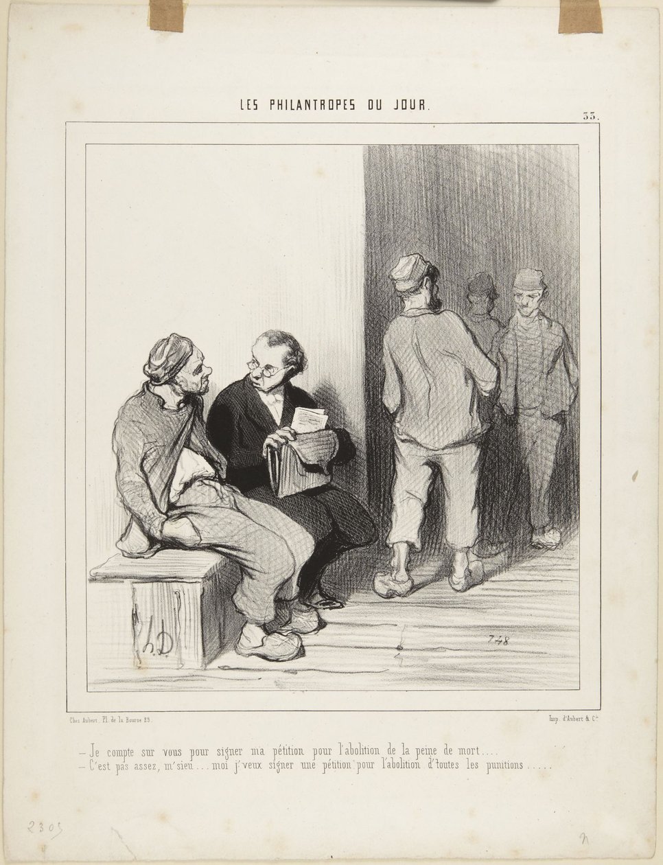 Conto com a vossa colaboração para assinarem..., n.º 33 da série «Os Filantropos do Dia» de Honoré Daumier