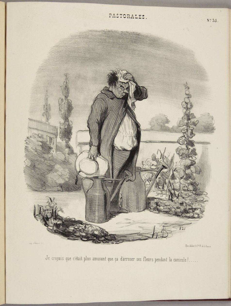 Eu julgava que regar as flores durante a canícula seria mais divertido!... de Honoré Daumier