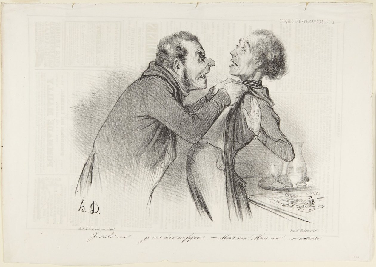 Eu faço batota? Eu? ..., número 11 da série Esboços de expressões de Le Charivari de Honoré Daumier