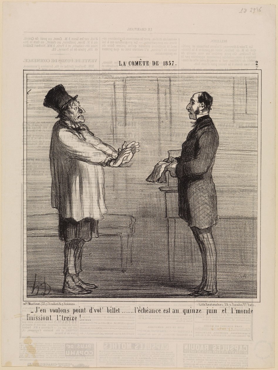Não quero o vosso bilhete (O cometa de 1857, prancha 2) de Honoré Daumier