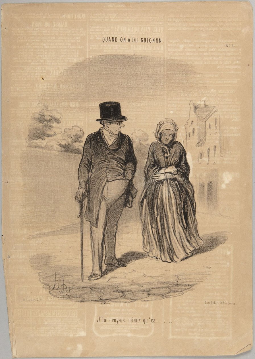 Julgava-a melhor do que isso, número 9 da série Quando se tem azar de Le Charivari de Honoré Daumier