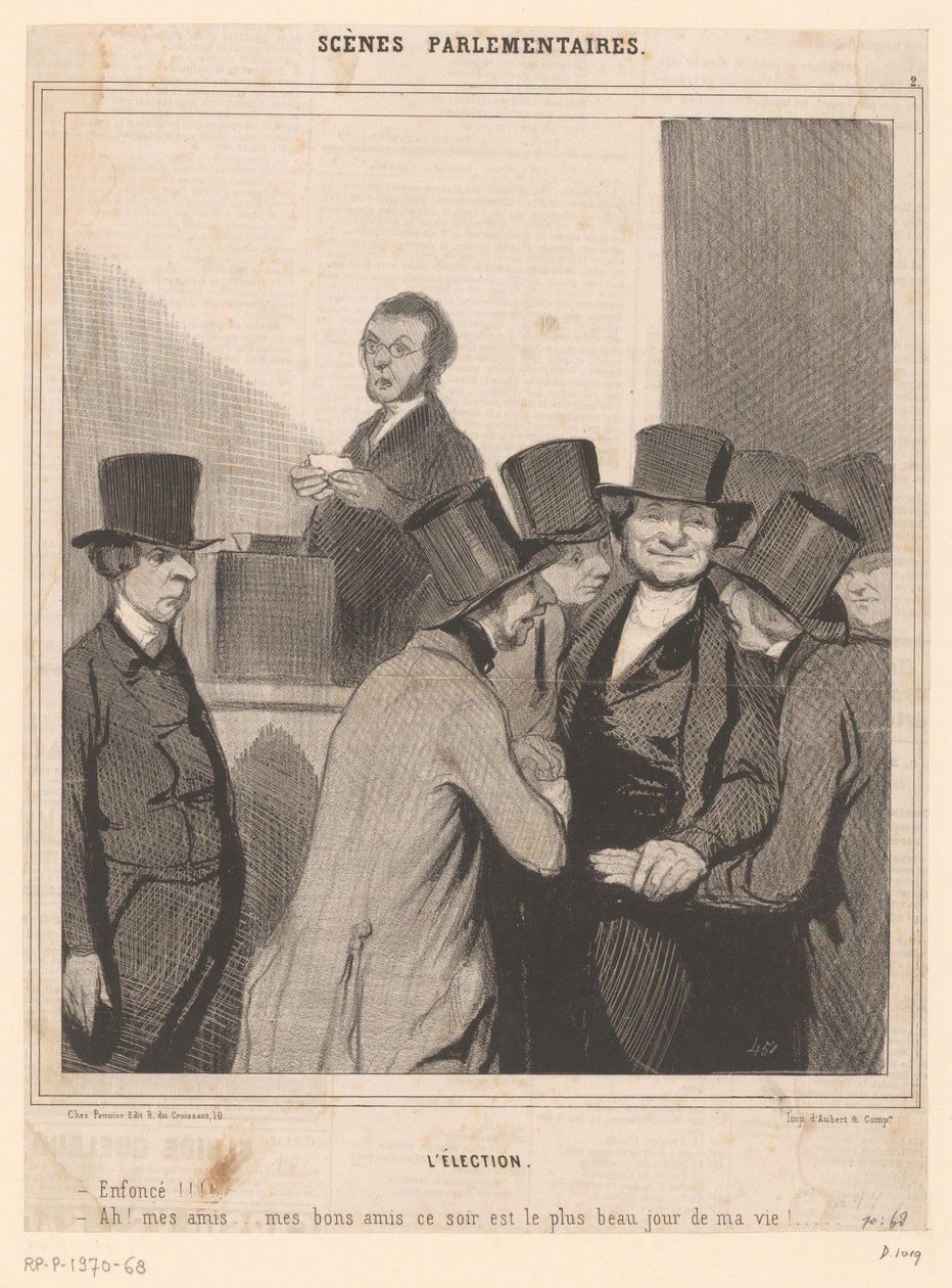 Caricatura de dois candidatos após o resultado das eleições de Honoré Daumier