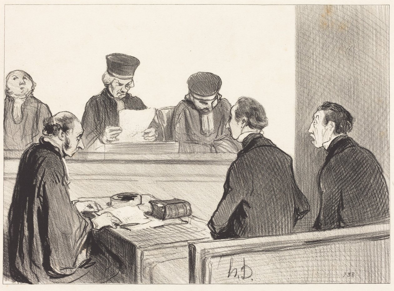 O tribunal, proferindo o veredicto... de Honoré Daumier