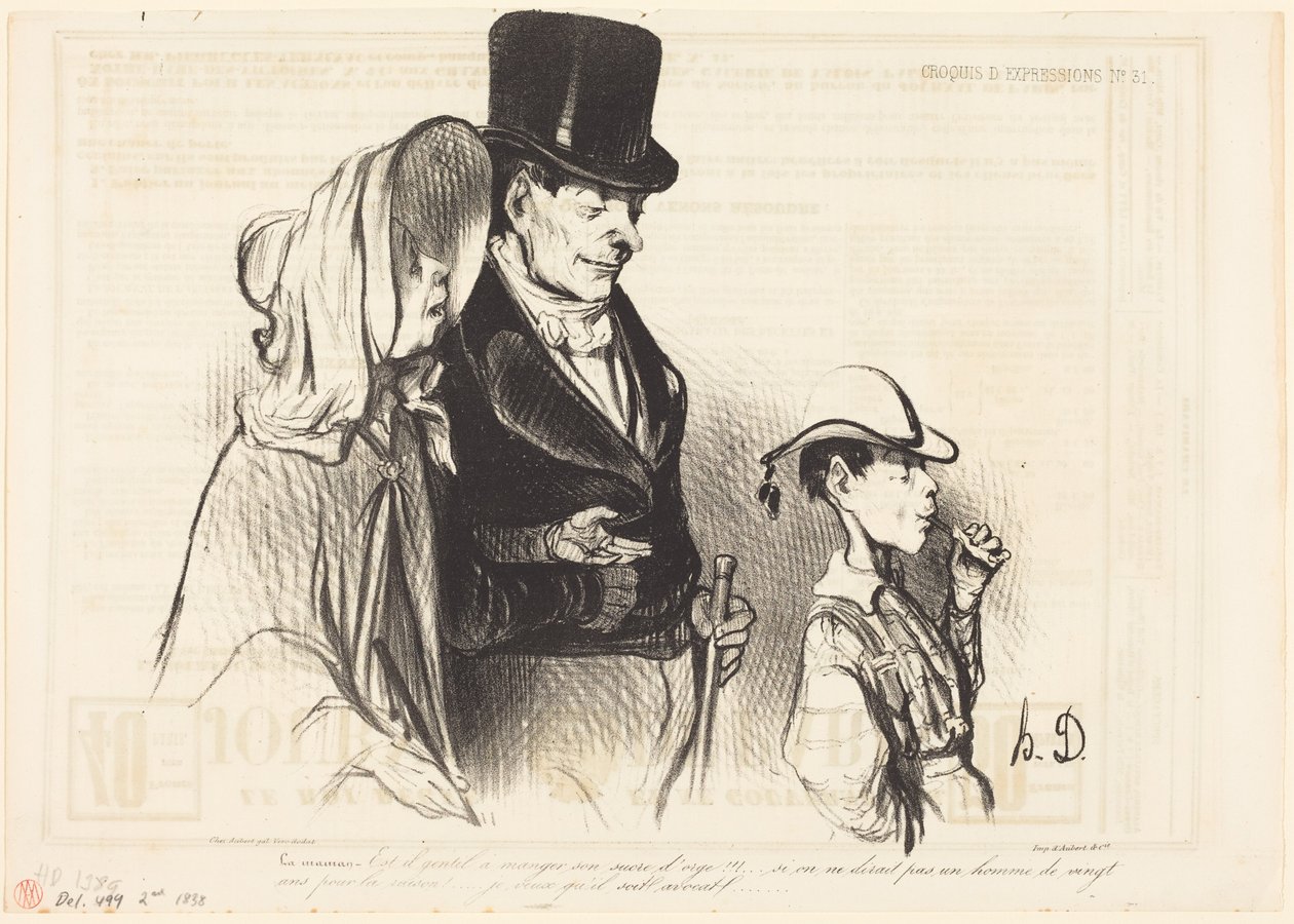 A mamã - Não é querido a comer o seu açúcar de cevada!... de Honoré Daumier