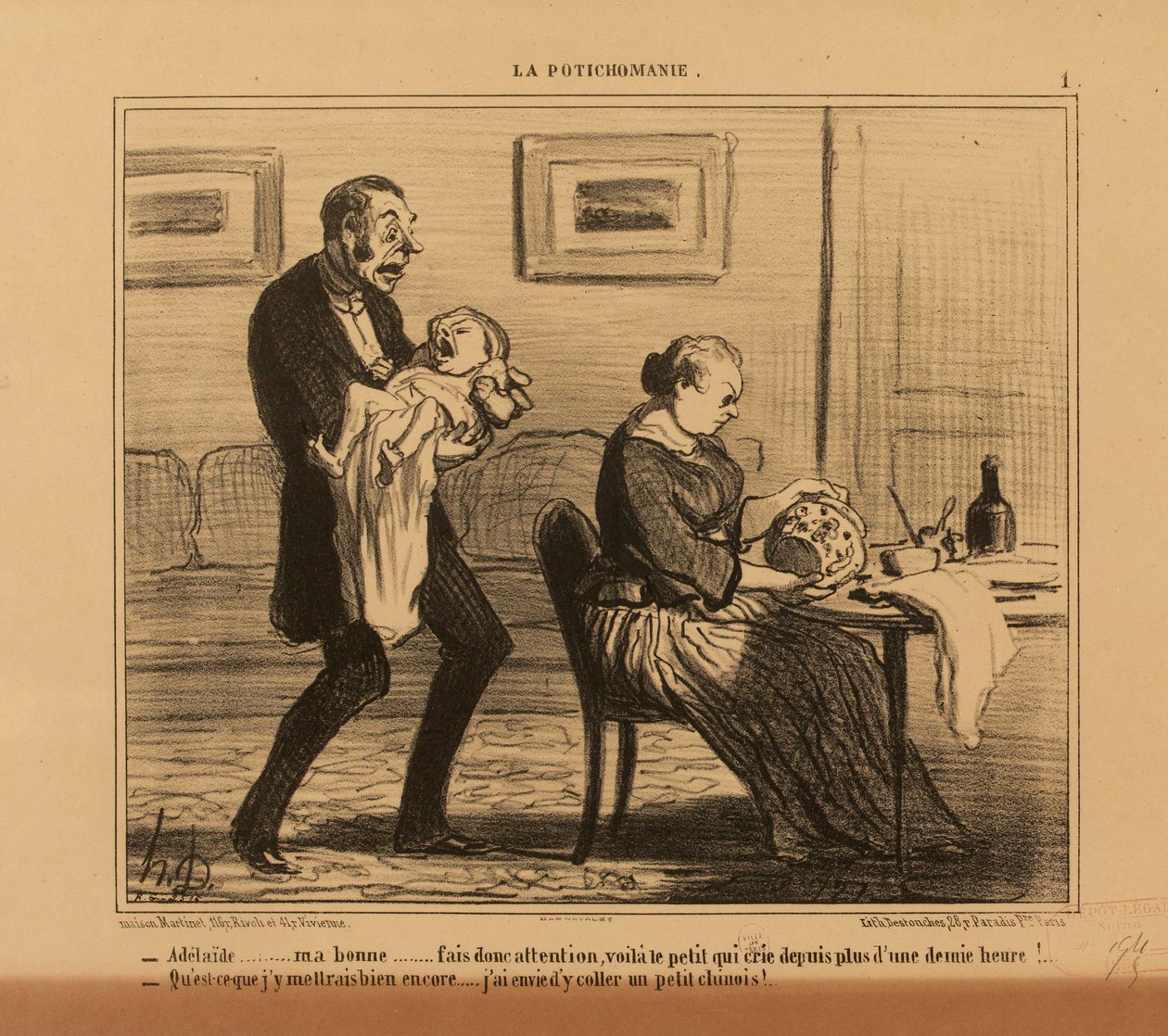 Die Potichomanie Nr. 1: - Adélaïde,... meine Gute... pass doch auf... de Honoré Daumier