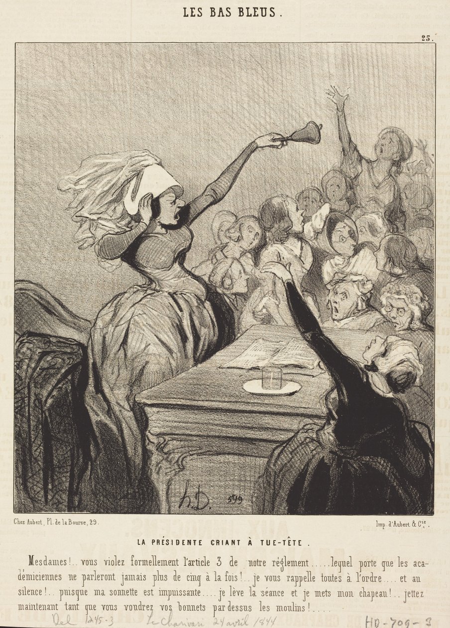 A presidente a gritar a plenos pulmões: «Minhas senhoras!...» de Honoré Daumier