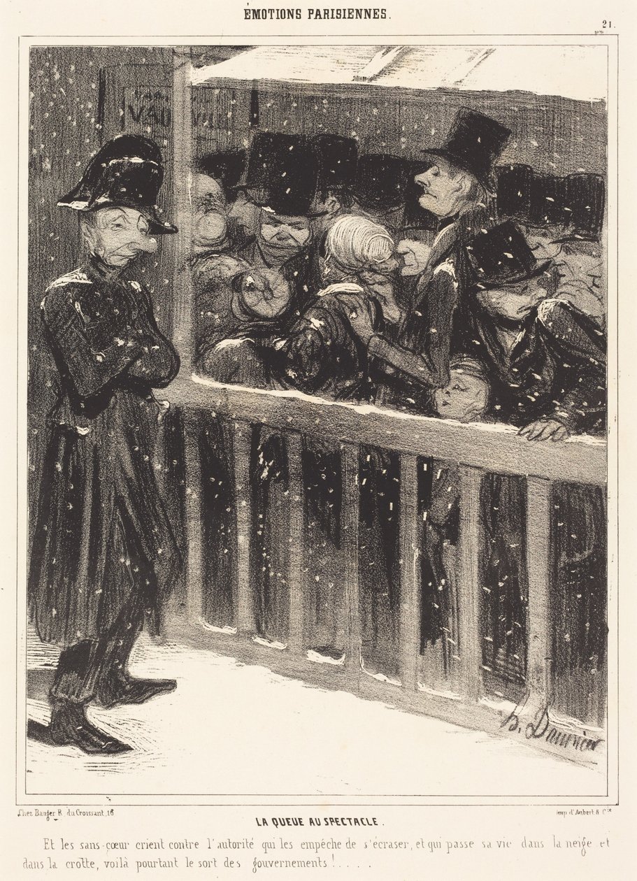 A fila para o espetáculo de Honoré Daumier