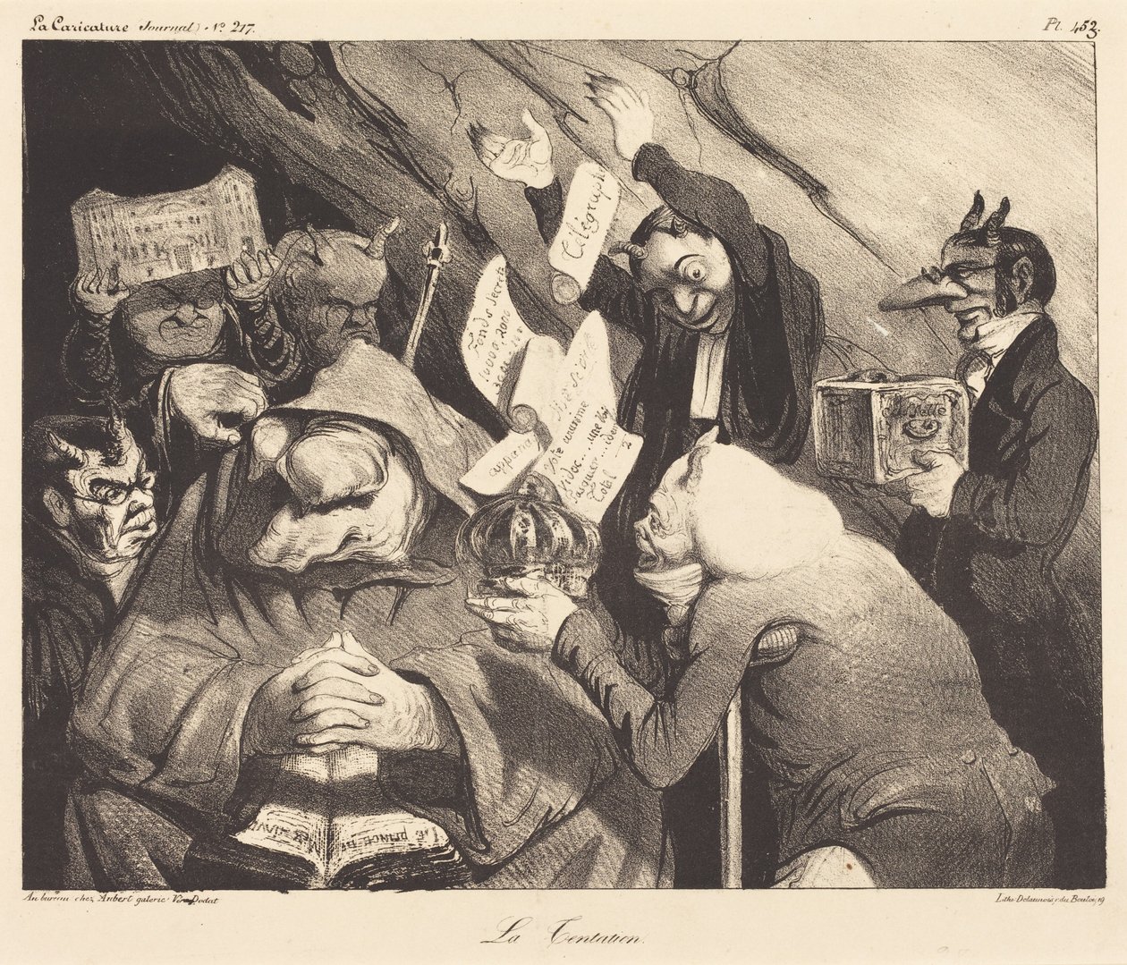 A tentação, paródia de uma tela de Téniers de Honoré Daumier