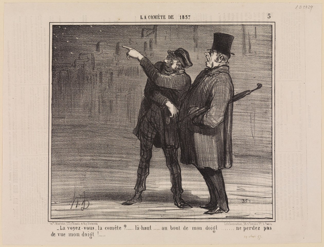 Consegue ver o cometa (O Cometa de 1857, Folha 5) de Honoré Daumier