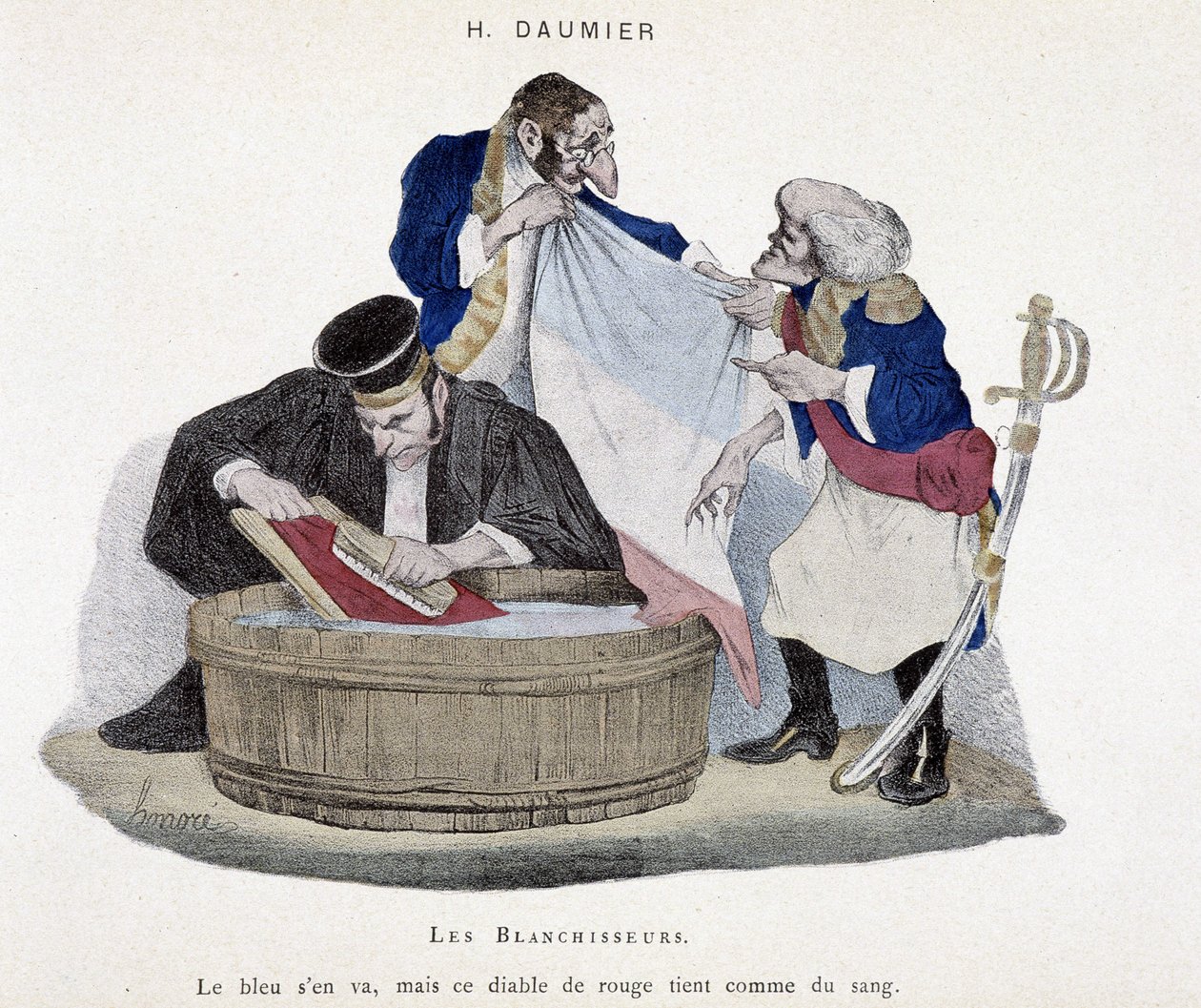 Lavandarias: a bandeira francesa - Caricatura de Honoré Daumier de Honoré Daumier