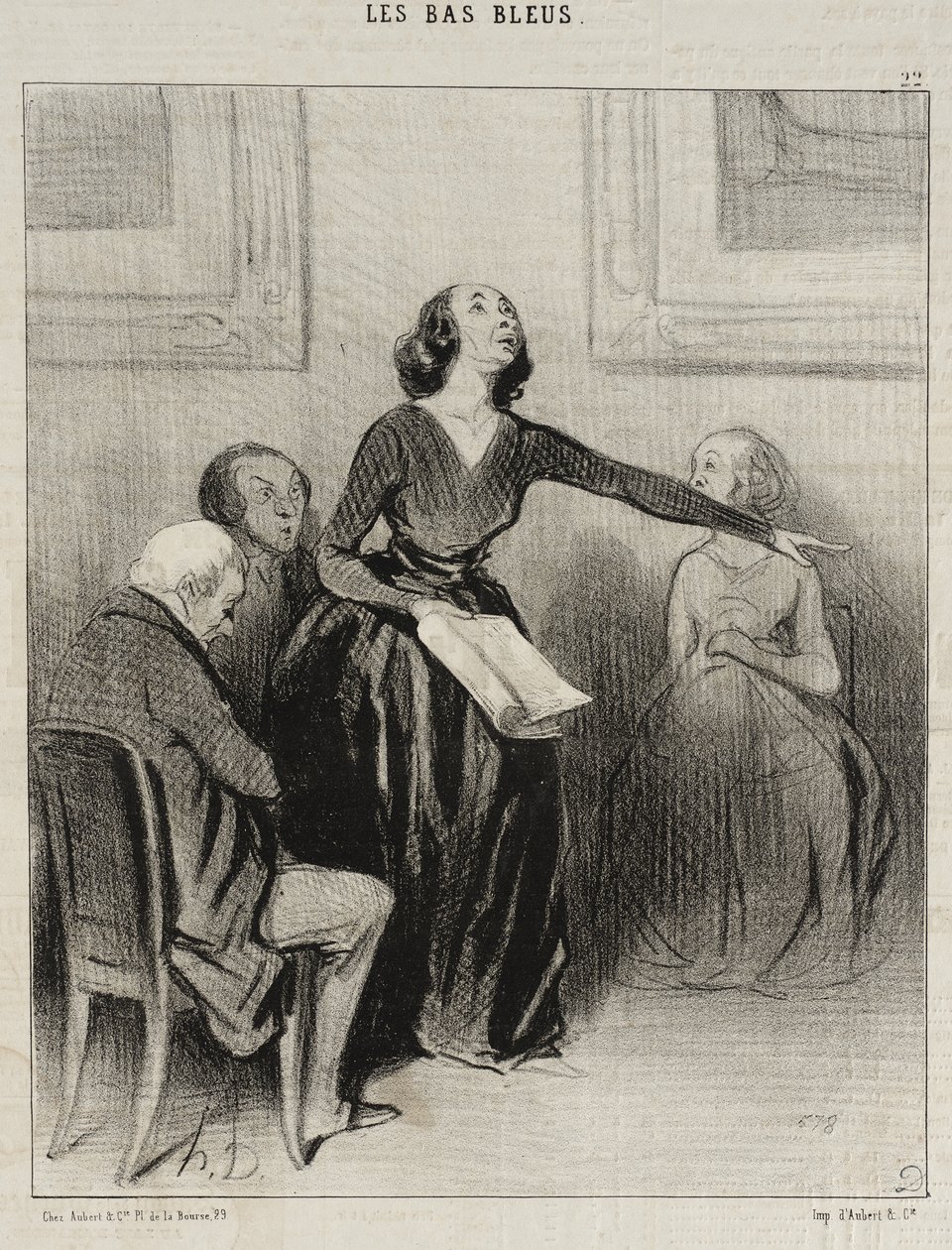 A sabichona que declama a sua peça de Honoré Daumier