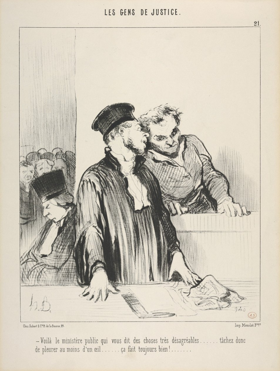 As pessoas da justiça, prancha 21, «Eis o Ministério Público que lhe diz coisas muito desagradáveis» de Honoré Daumier