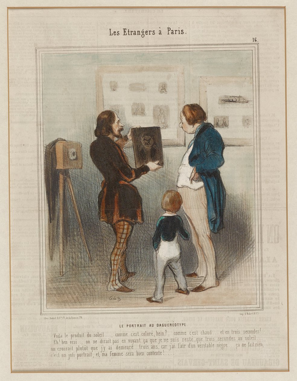 O Retrato em Daguerreótipo. (Os Estrangeiros em Paris n.º 16), extraído de Le Charivari de Honoré Daumier
