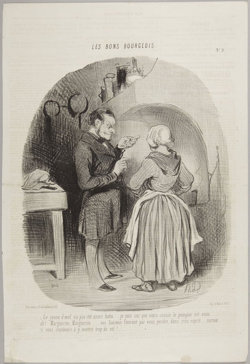 A gema de ovo não foi suficientemente batida..., número 9 da série Os bons burgueses de Le Charivari de Honoré Daumier
