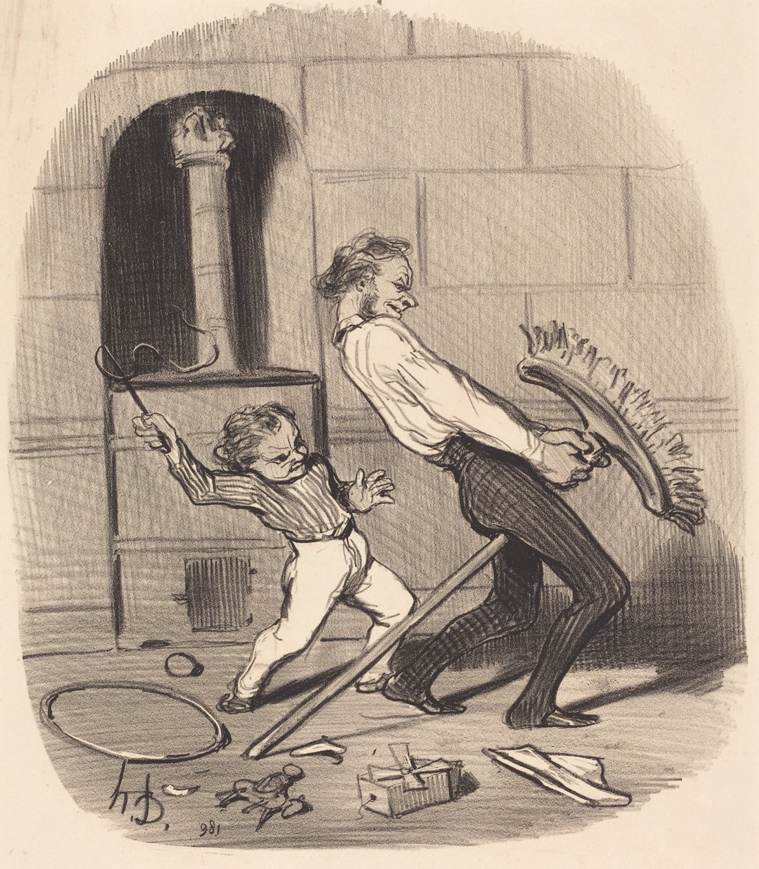 Aula de equitação, ensino médio de Honoré Daumier