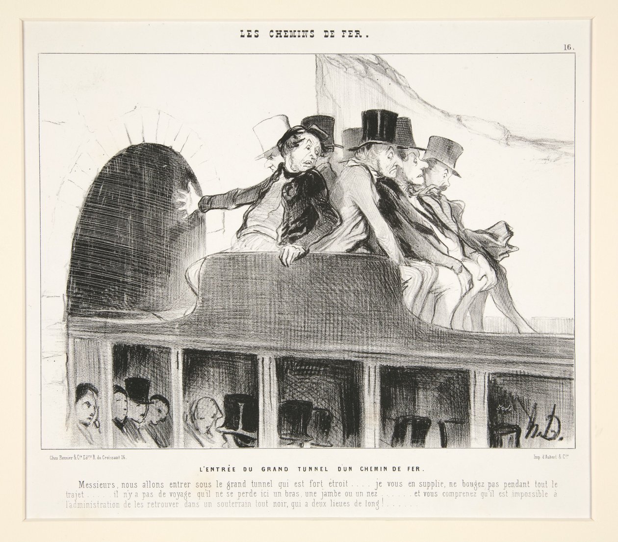 A entrada do grande túnel ferroviário, de «Les Chemins de Fer», em Le Charivari, 22 de março de 1844 de Honoré Daumier