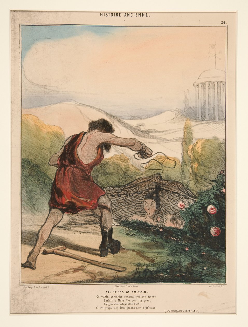 As redes de Vulcano. Este feio serralheiro, sabendo que a sua esposa... de Histoire Ancienne de Honoré Daumier