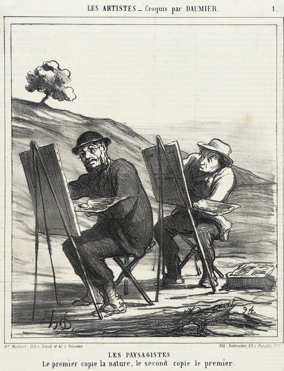 Os paisagistas. O primeiro copia a natureza... de Honoré Daumier