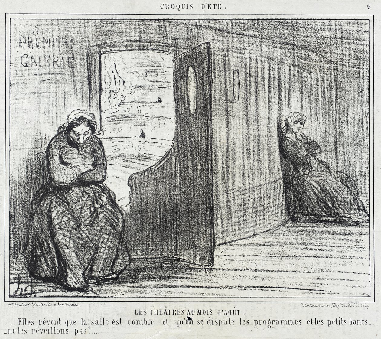 Os teatros no mês de agosto de Honoré Daumier