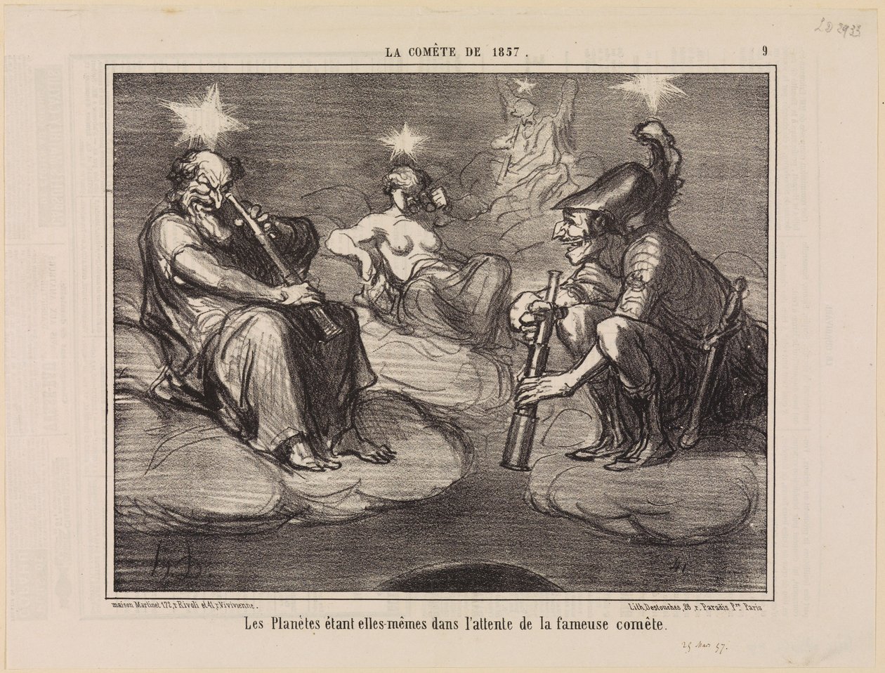 Os próprios planetas aguardam o famoso cometa (O Cometa de 1857, prancha 9) de Honoré Daumier